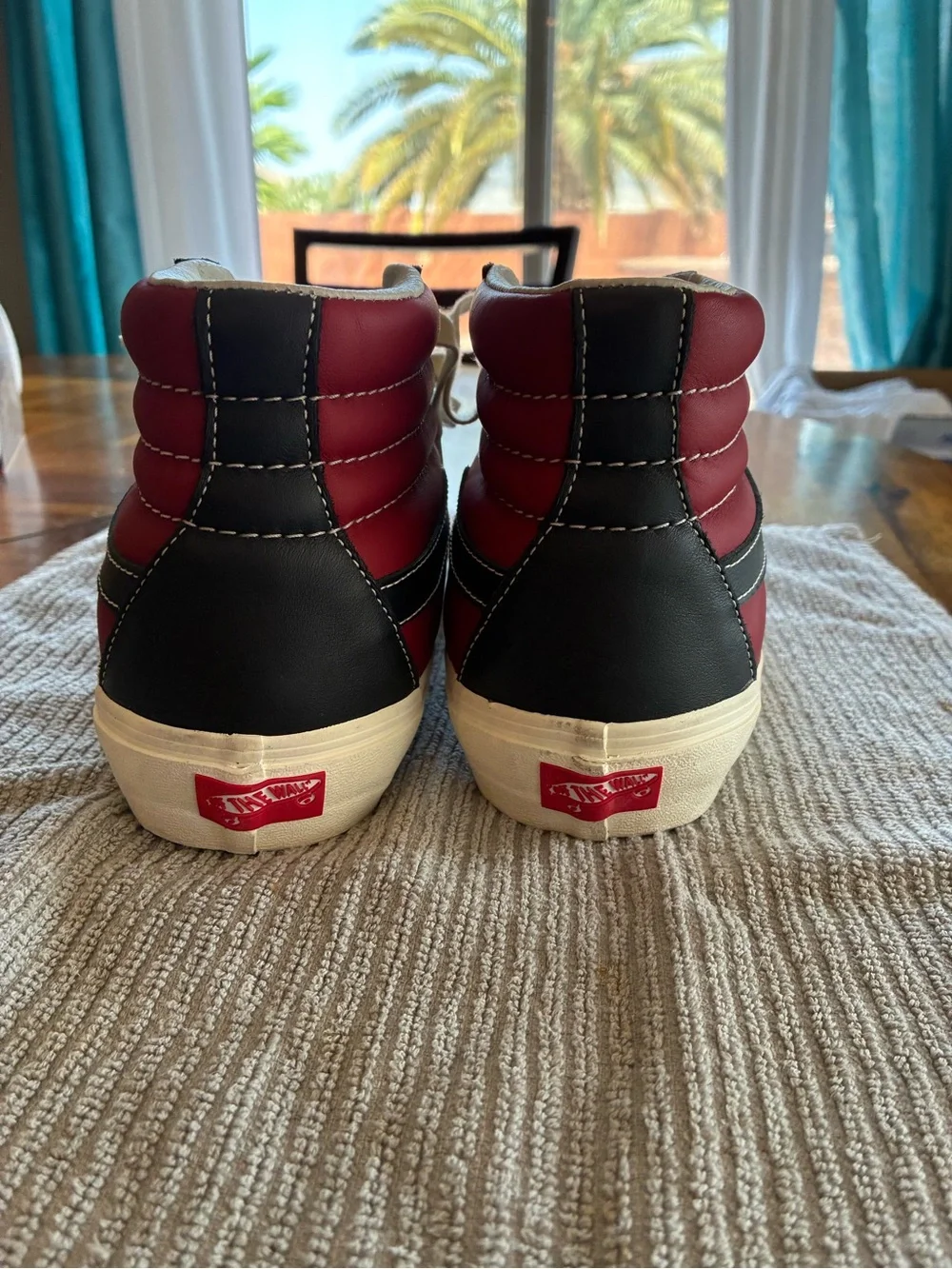 Vans High-Top Sneakers in Burgundy and Black with Cream Sole